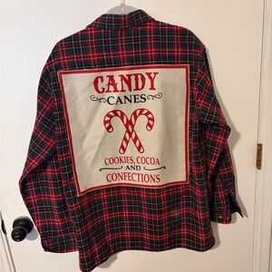 Women’s Upcycled Flannel Christmas Plaid Shirt
